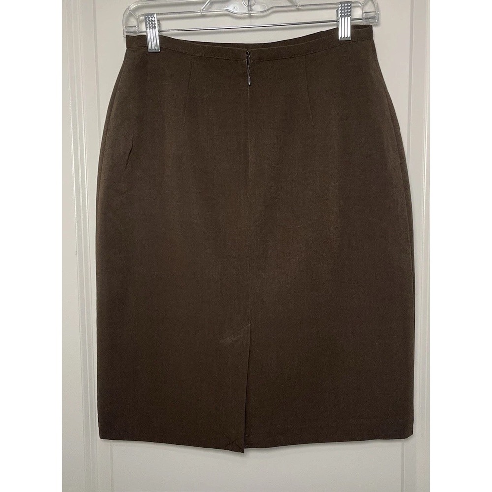 Minimalistic‎ Conrad~C Brown Linen Blend Women's Pencil Skirt 4 Classic Timeless - Picture 3 of 8